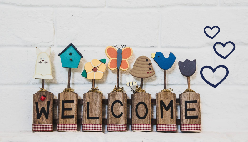 Bienvenida imagen con texto en inglés welcome