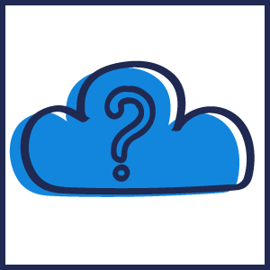 Icono nube con un interrogante color azul