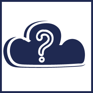 Icono nube con un interrogante color marino