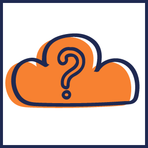 Icono nube con un interrogante color naranja