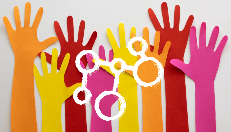 Voluntariado Imagen manos alzadas e icono conexión